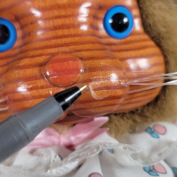 Applause Plush Bunny 12" Vintage 1985 Rakes Wood Face Lace Dress Collectible - Picture 15 of 16